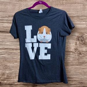 Port and Company gray I love guinea pigs T-shirt. Small.
